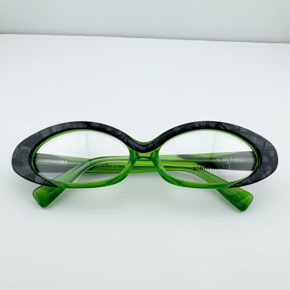 Alain Mikli‎ Oval Eyeglasses Womens Green Black Acetate Designer Frames